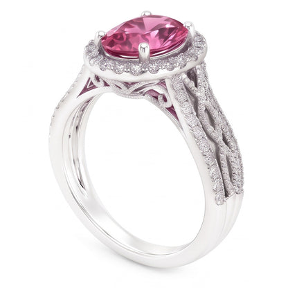 White Gold 14K 3.50 Ct Sapphire And Natural Earth Mined Diamonds Anniversary Ring