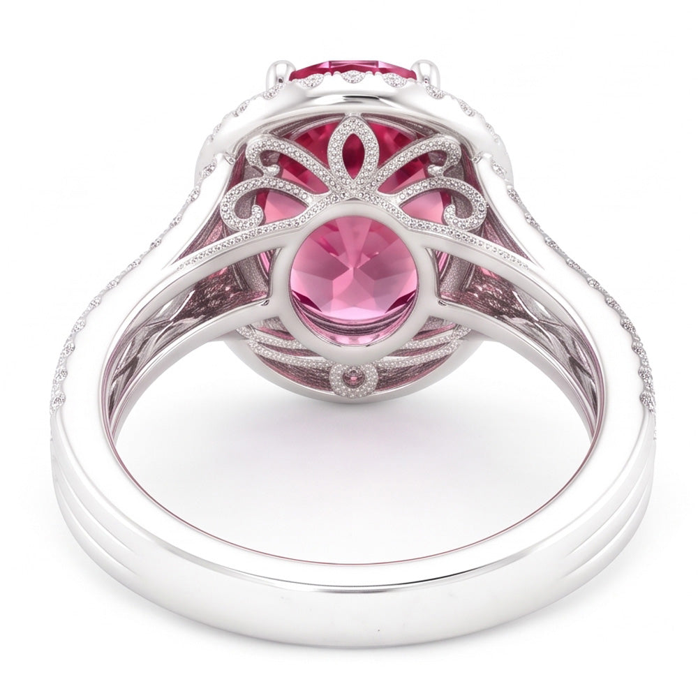 White Gold 14K 3.50 Ct Sapphire And Natural Earth Mined Diamonds Anniversary Ring