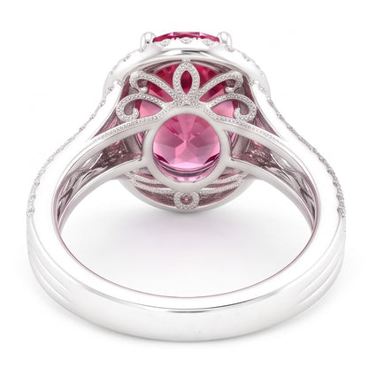 White Gold 14K 3.50 Ct Sapphire And Natural Earth Mined Diamonds Anniversary Ring