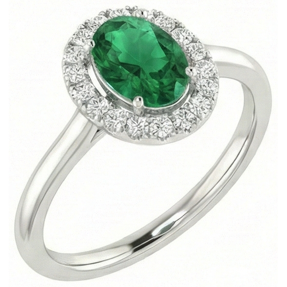 White Gold 14K 3.70 Ct Green Emerald GIA With White Natural Earth Mined Diamonds Ring New