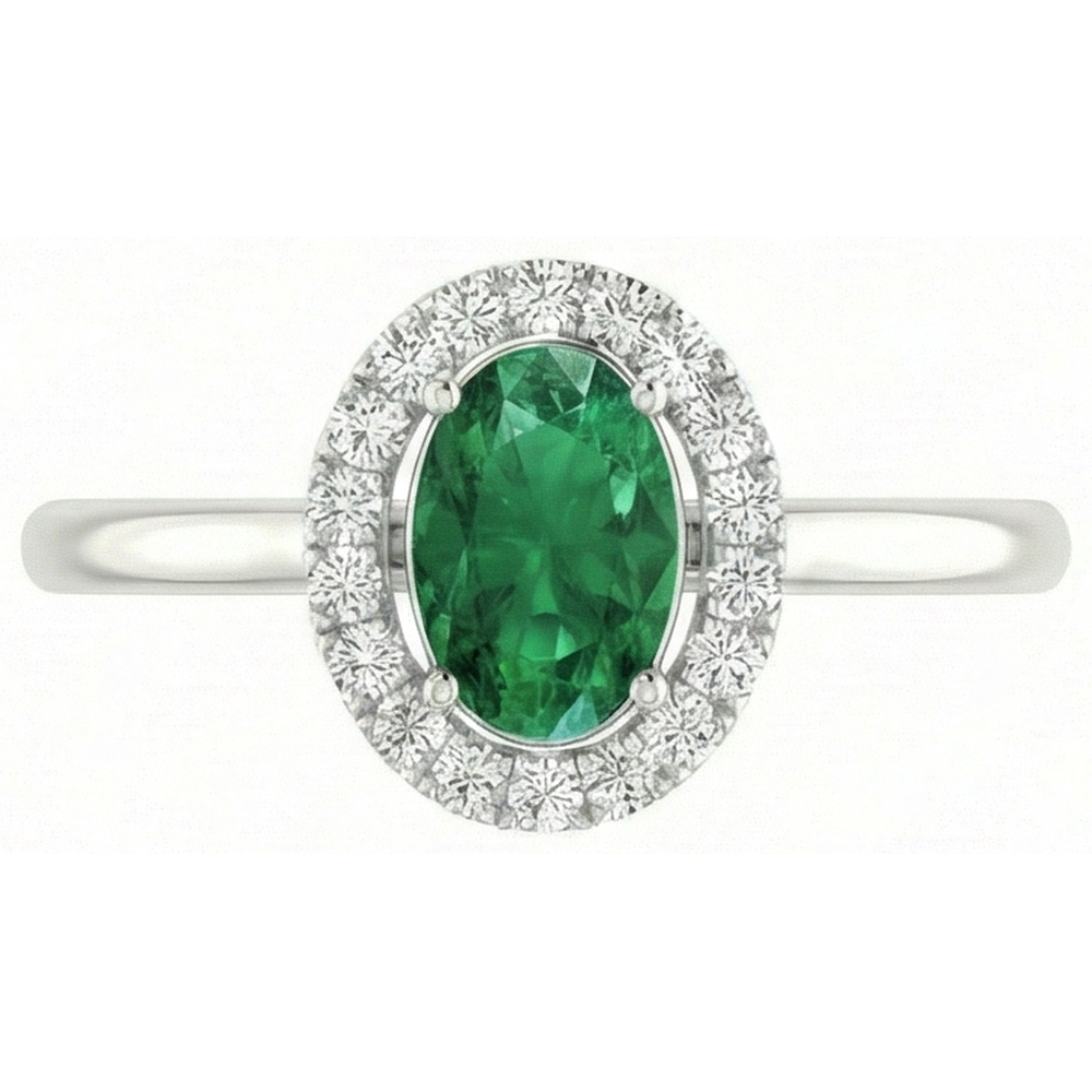 White Gold 14K 3.70 Ct Green Emerald GIA With White Natural Earth Mined Diamonds Ring New