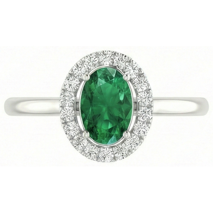 White Gold 14K 3.70 Ct Green Emerald GIA With White Natural Earth Mined Diamonds Ring New