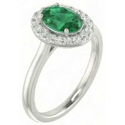 White Gold 14K 3.70 Ct Green Emerald GIA With White Natural Earth Mined Diamonds Ring New