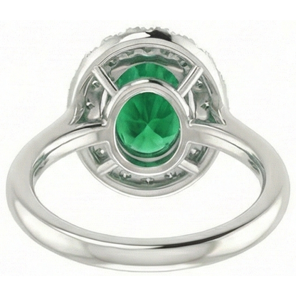 White Gold 14K 3.70 Ct Green Emerald GIA With White Natural Earth Mined Diamonds Ring New