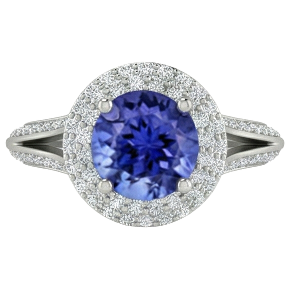 White Gold 14K 3.75 Carats Tanzanite With Natural Earth Mined Diamonds Ring