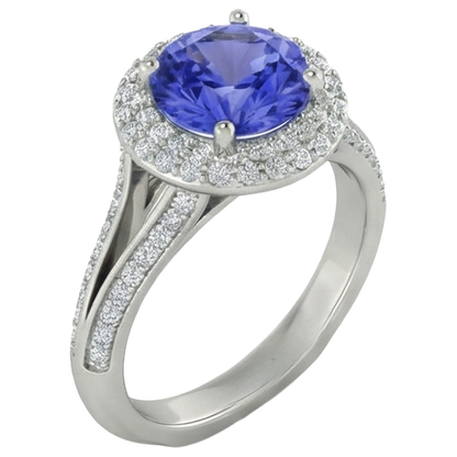 White Gold 14K 3.75 Carats Tanzanite With Natural Earth Mined Diamonds Ring