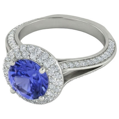 White Gold 14K 3.75 Carats Tanzanite With Natural Earth Mined Diamonds Ring