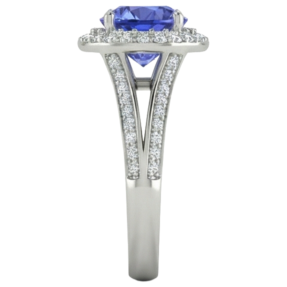 White Gold 14K 3.75 Carats Tanzanite With Natural Earth Mined Diamonds Ring