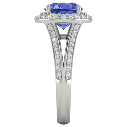 White Gold 14K 3.75 Carats Tanzanite With Natural Earth Mined Diamonds Ring