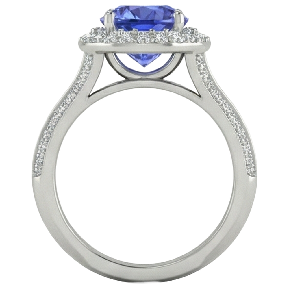 White Gold 14K 3.75 Carats Tanzanite With Natural Earth Mined Diamonds Ring
