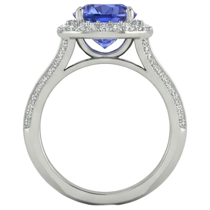 White Gold 14K 3.75 Carats Tanzanite With Natural Earth Mined Diamonds Ring