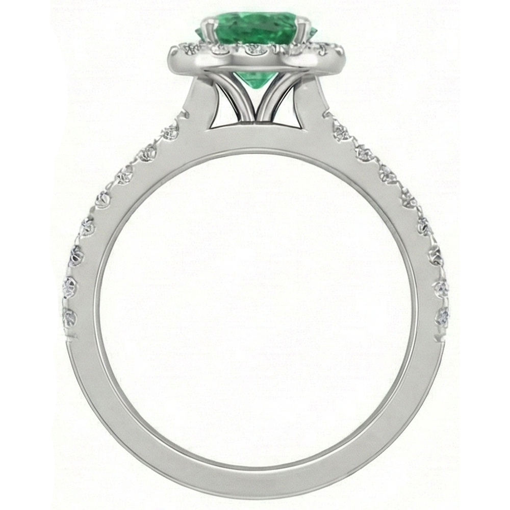White Gold 14K 6.60 Carats Halo Green Emerald GIA With Small Natural Earth Mined Diamonds Ring