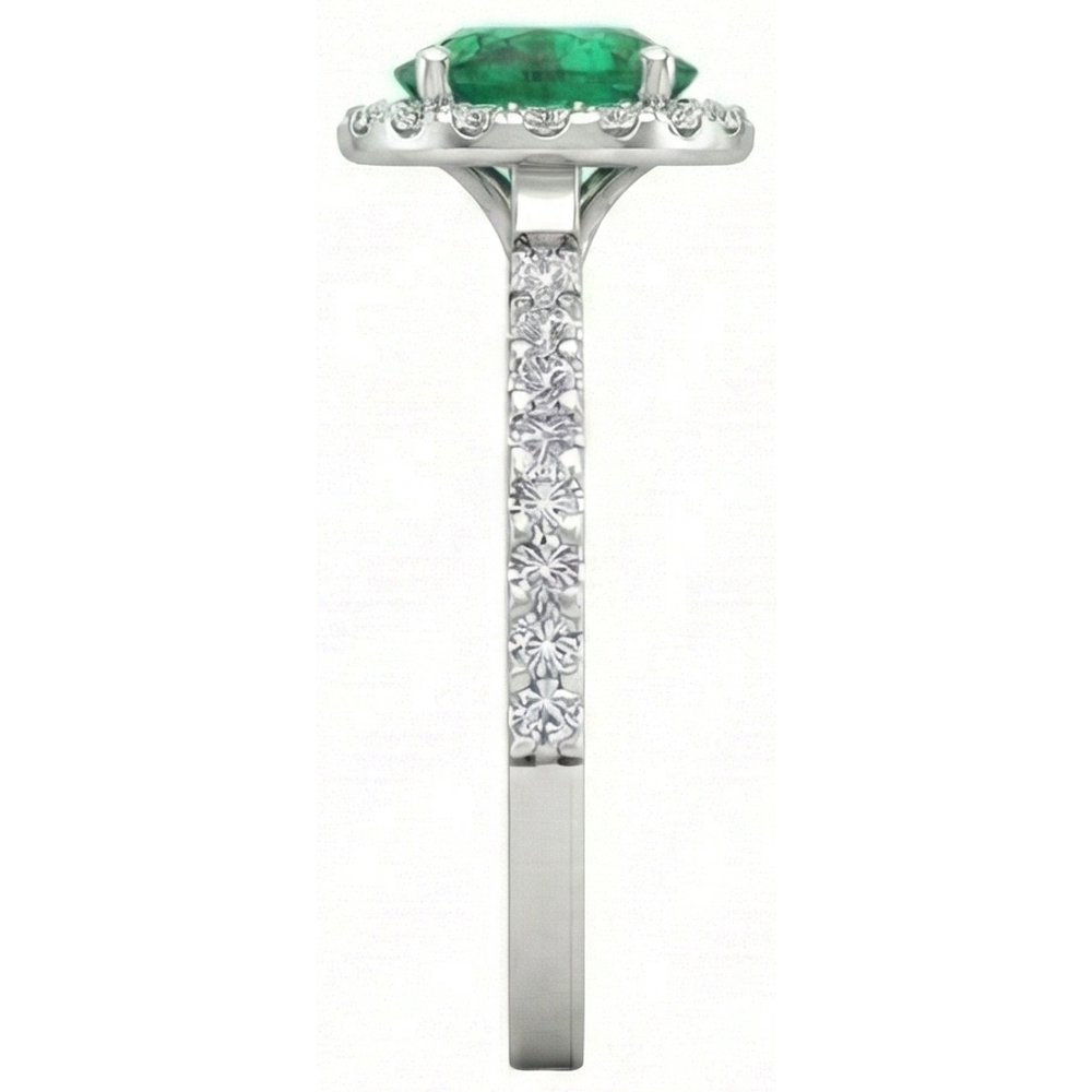 White Gold 14K 6.60 Carats Halo Green Emerald GIA With Small Natural Earth Mined Diamonds Ring