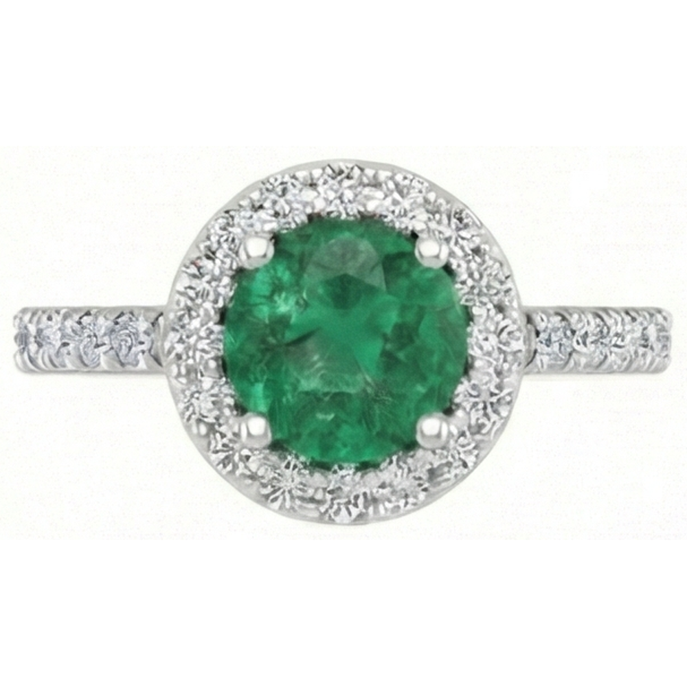 White Gold 14K 6.60 Carats Halo Green Emerald GIA With Small Natural Earth Mined Diamonds Ring