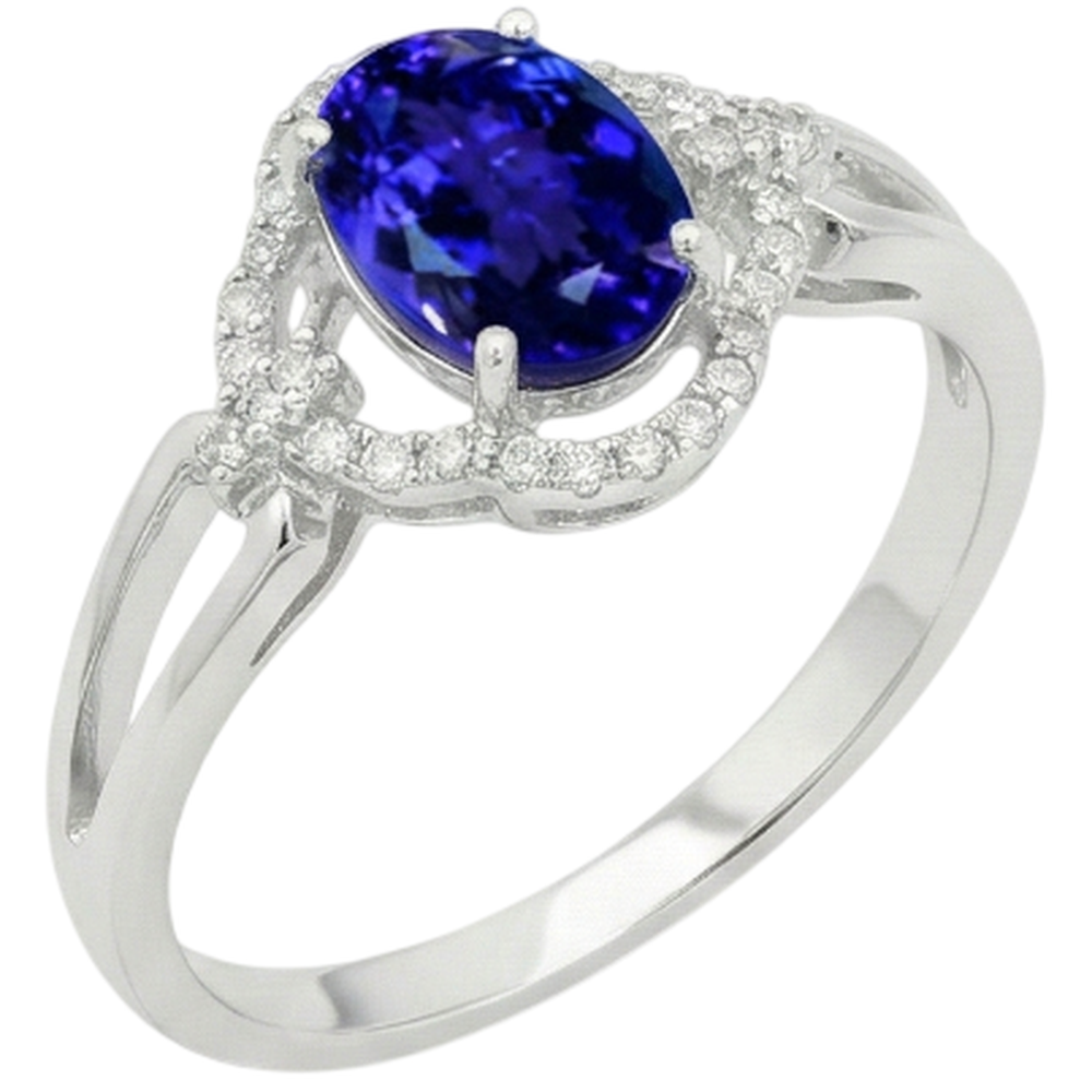 White Gold 14K 6.70 Carats Tanzanite With Natural Earth Mined Diamonds Ring