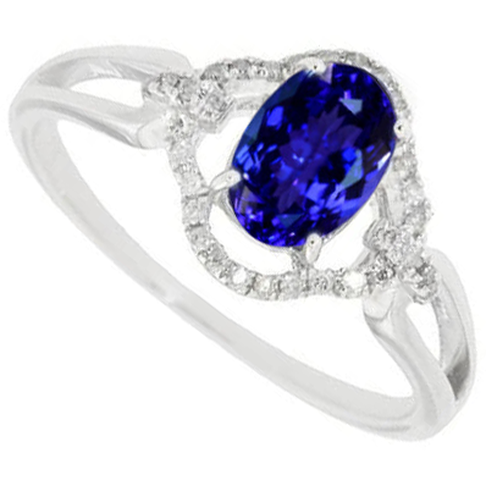 White Gold 14K 6.70 Carats Tanzanite With Natural Earth Mined Diamonds Ring