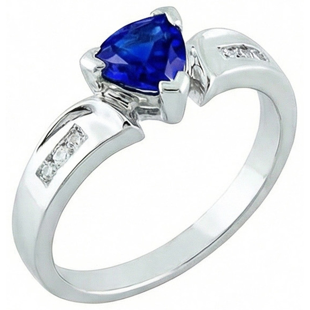 White Gold 14K Ceylon Sapphire 1.20 Carats Natural Earth Mined Diamonds Anniversary Ring