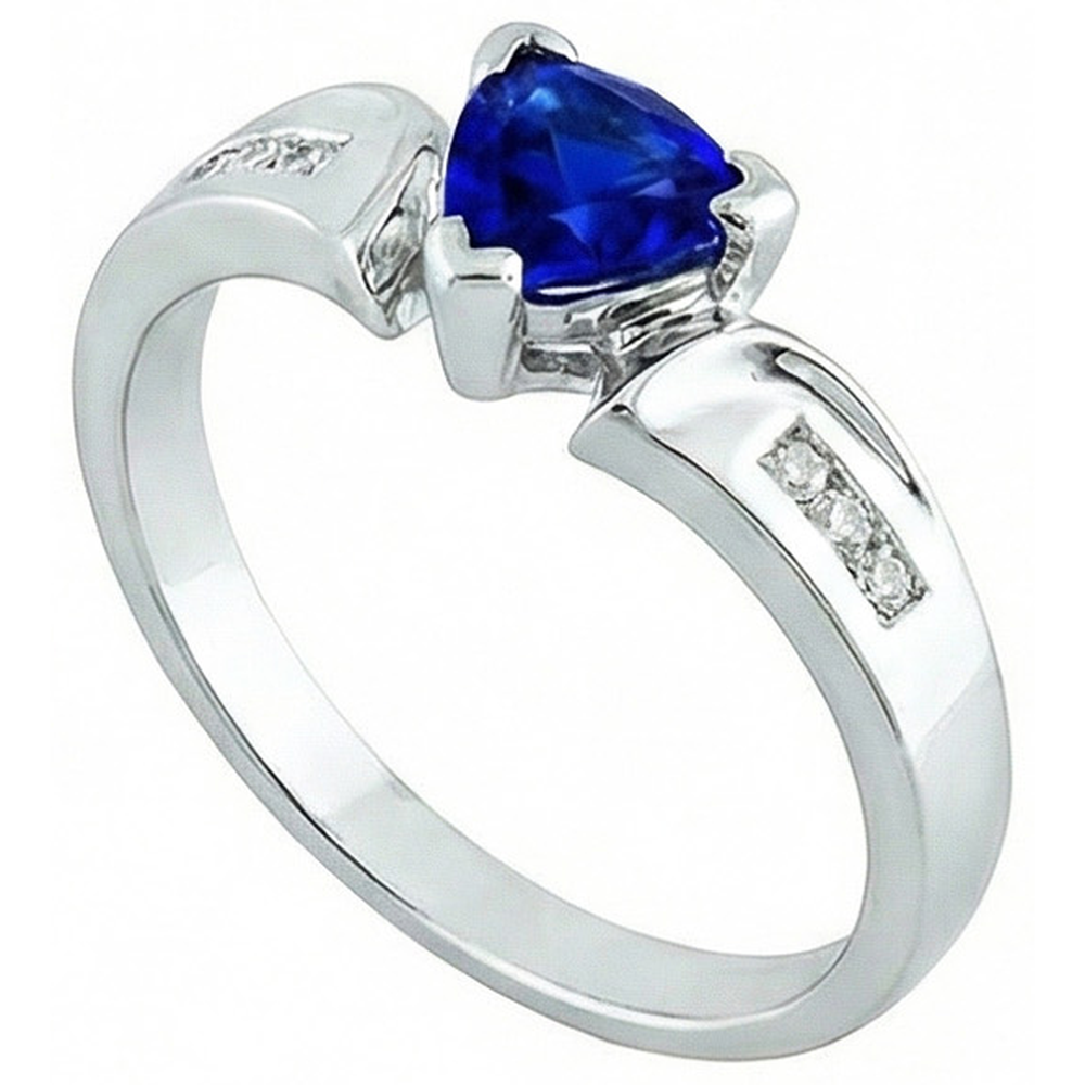 White Gold 14K Ceylon Sapphire 1.20 Carats Natural Earth Mined Diamonds Anniversary Ring