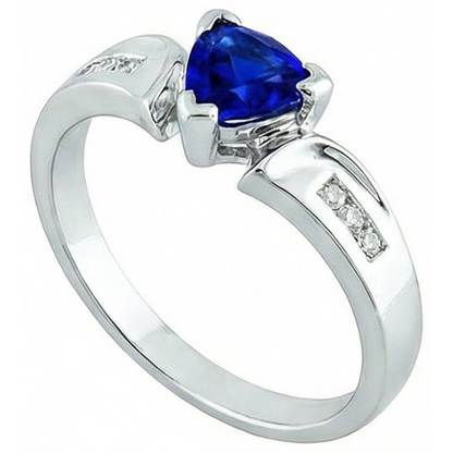White Gold 14K Ceylon Sapphire 1.20 Carats Natural Earth Mined Diamonds Anniversary Ring