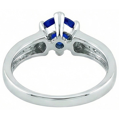 White Gold 14K Ceylon Sapphire 1.20 Carats Natural Earth Mined Diamonds Anniversary Ring