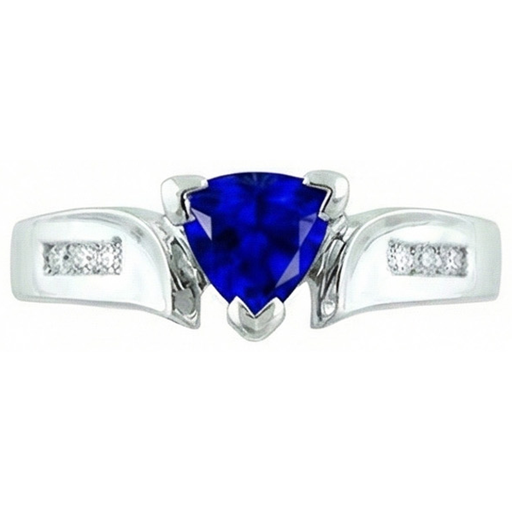 White Gold 14K Ceylon Sapphire 1.20 Carats Natural Earth Mined Diamonds Anniversary Ring