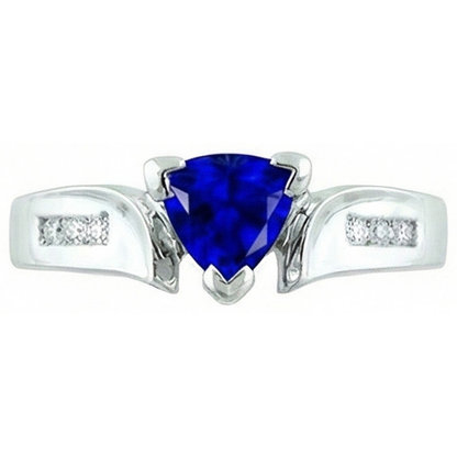 White Gold 14K Ceylon Sapphire 1.20 Carats Natural Earth Mined Diamonds Anniversary Ring