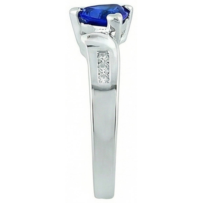 White Gold 14K Ceylon Sapphire 1.20 Carats Natural Earth Mined Diamonds Anniversary Ring
