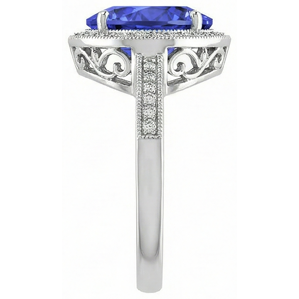 White Gold 14K Heart Tanzanite And Natural Earth Mined Diamonds Ring 7.76 Ct Jewelry