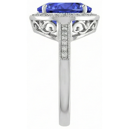 White Gold 14K Heart Tanzanite And Natural Earth Mined Diamonds Ring 7.76 Ct Jewelry