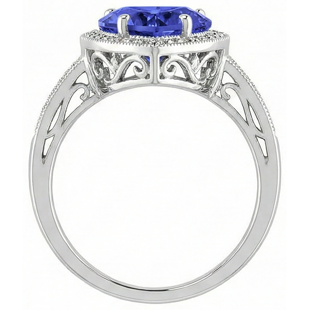 White Gold 14K Heart Tanzanite And Natural Earth Mined Diamonds Ring 7.76 Ct Jewelry