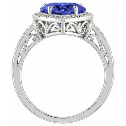 White Gold 14K Heart Tanzanite And Natural Earth Mined Diamonds Ring 7.76 Ct Jewelry