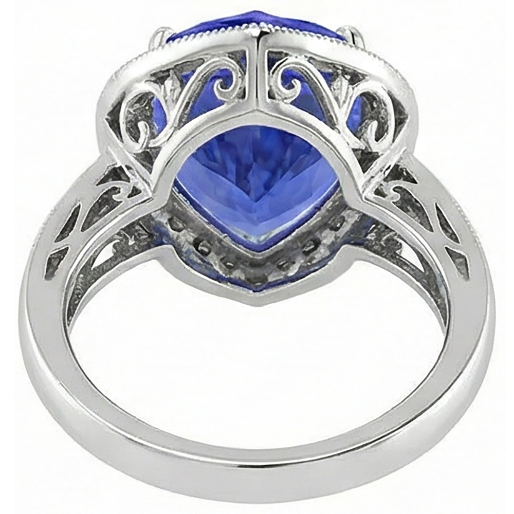 White Gold 14K Heart Tanzanite And Natural Earth Mined Diamonds Ring 7.76 Ct Jewelry