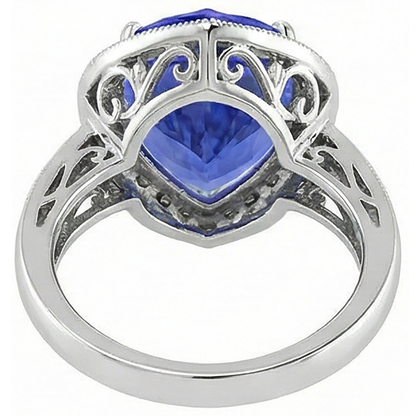 White Gold 14K Heart Tanzanite And Natural Earth Mined Diamonds Ring 7.76 Ct Jewelry
