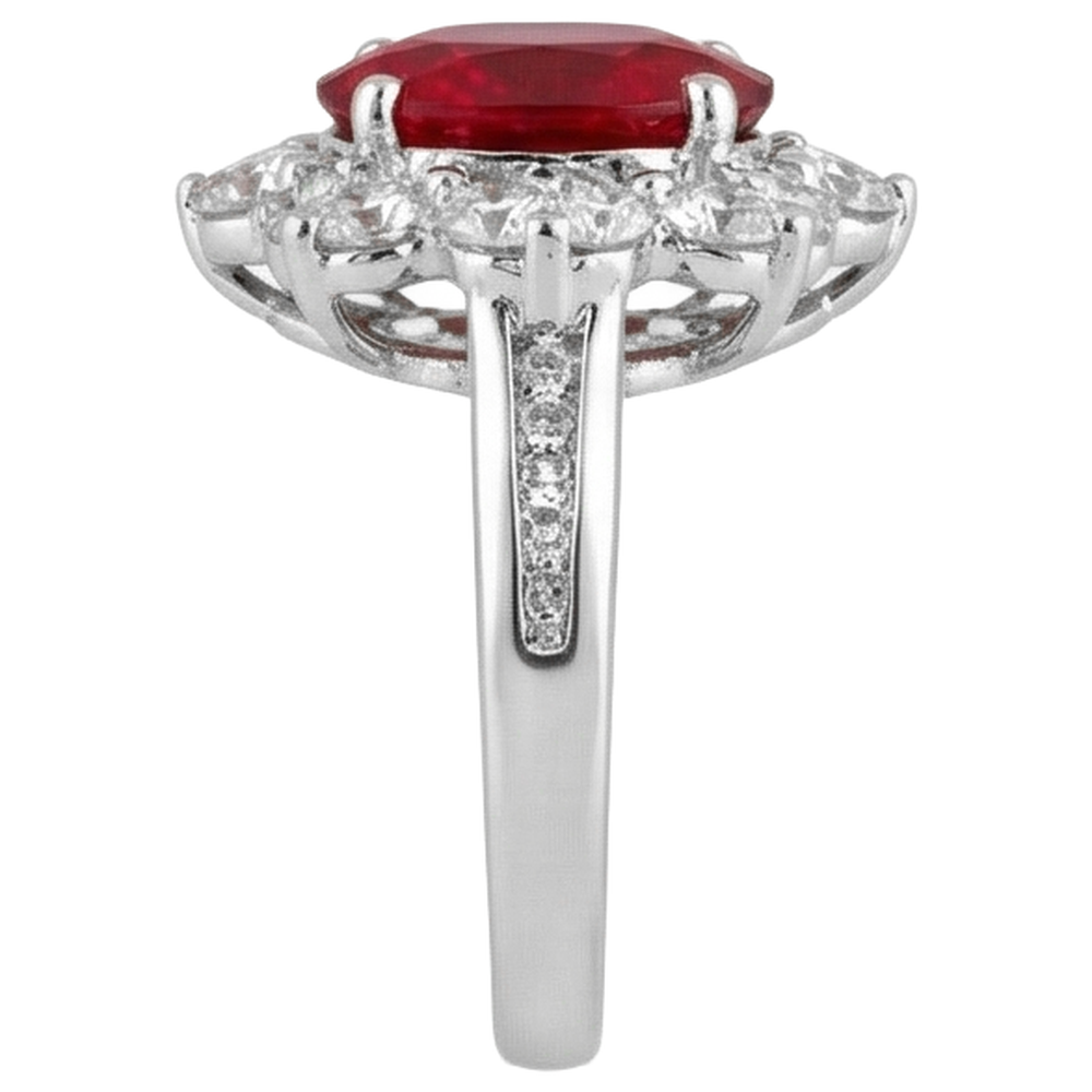 White Gold 14K Lady Ruby And Natural Earth Mined Diamonds 5.90 Carats Wedding Ring