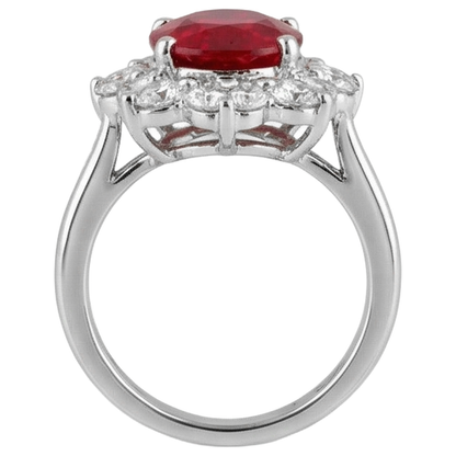 White Gold 14K Lady Ruby And Natural Earth Mined Diamonds 5.90 Carats Wedding Ring