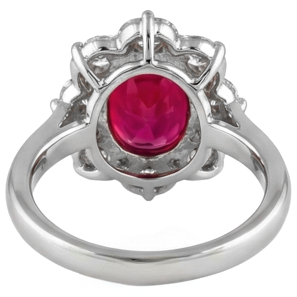 White Gold 14K Lady Ruby And Natural Earth Mined Diamonds 5.90 Carats Wedding Ring
