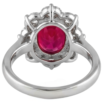 White Gold 14K Lady Ruby And Natural Earth Mined Diamonds 5.90 Carats Wedding Ring