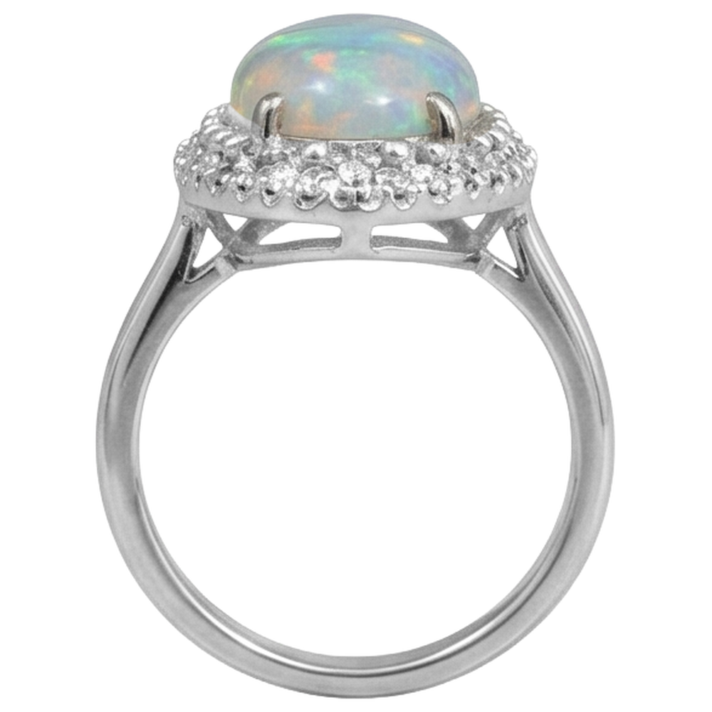 White Gold 14K Opal And Natural Earth Mined Diamonds 11.25 Carats Engagement Ring New