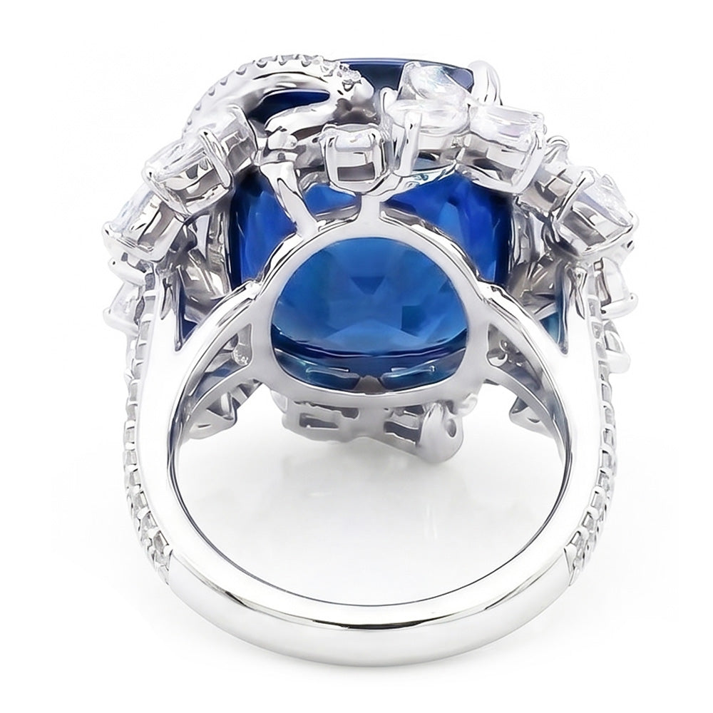 White Gold 14K Pear Cut Blue Sapphire With IGI CERTIFIED Diamonds Ring 9.50 Carats