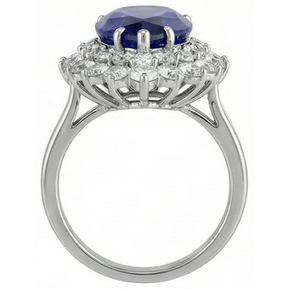 White Gold 14K Pear Tanzanite With Round Natural Earth Mined Diamonds 3.75 Ct Ring New