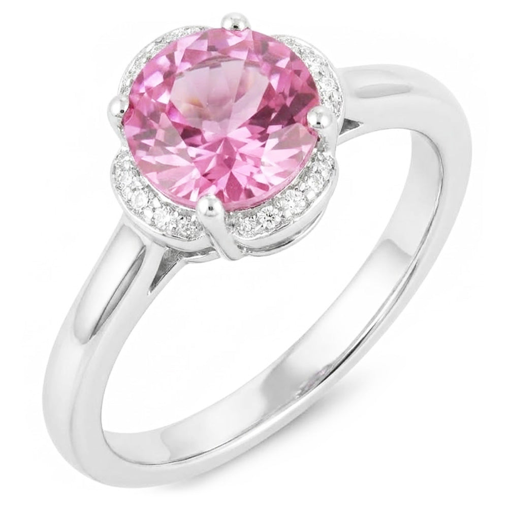 White Gold 14K Pink Kunzite With Natural Earth Mined Diamonds 16.50 Ct Wedding Ring