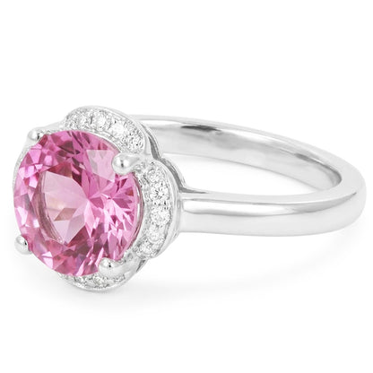 White Gold 14K Pink Kunzite With Natural Earth Mined Diamonds 16.50 Ct Wedding Ring