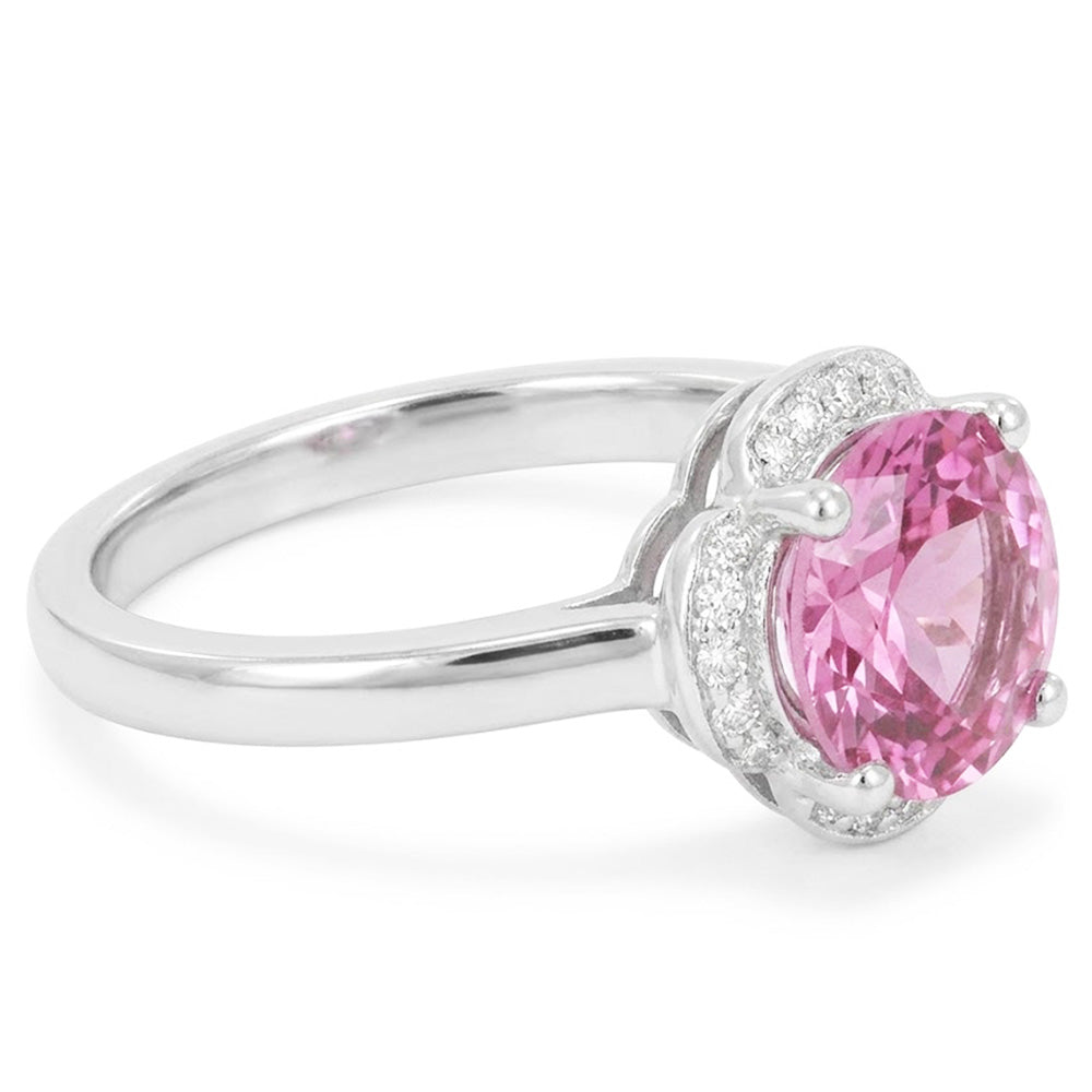 White Gold 14K Pink Kunzite With Natural Earth Mined Diamonds 16.50 Ct Wedding Ring