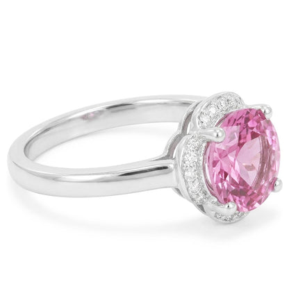 White Gold 14K Pink Kunzite With Natural Earth Mined Diamonds 16.50 Ct Wedding Ring