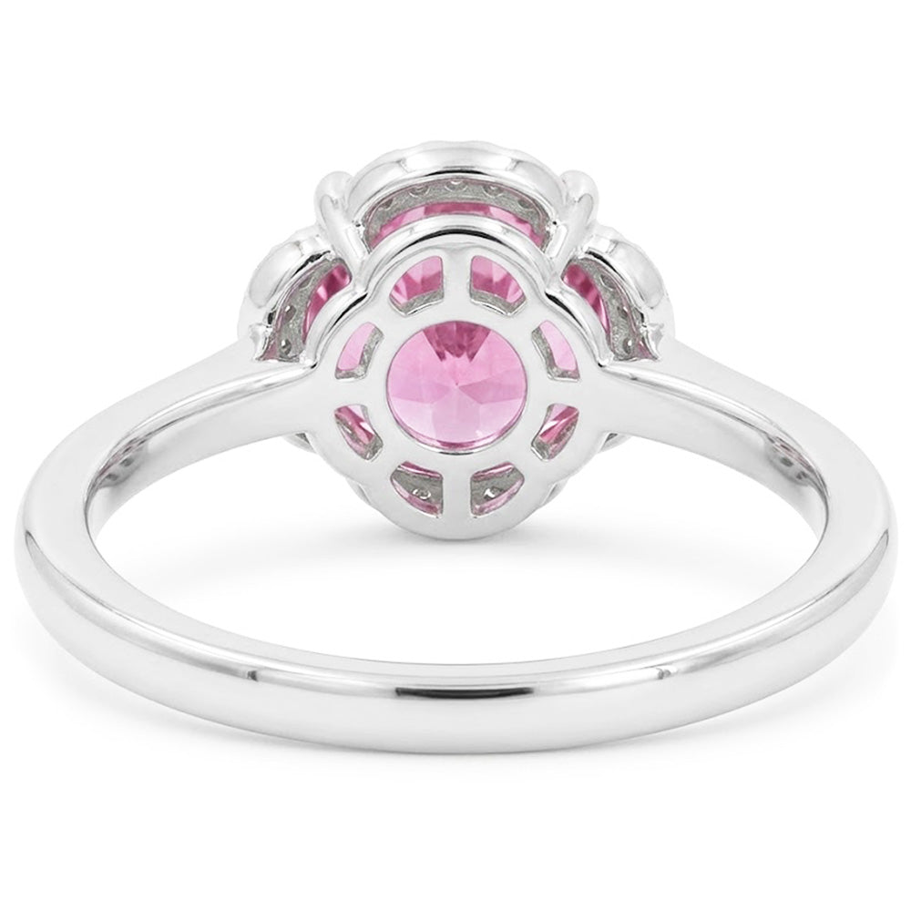 White Gold 14K Pink Kunzite With Natural Earth Mined Diamonds 16.50 Ct Wedding Ring