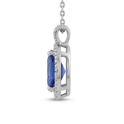 White Gold 14K Sapphire And IGI CERTIFIED Diamonds 3.70 Carats Pendant