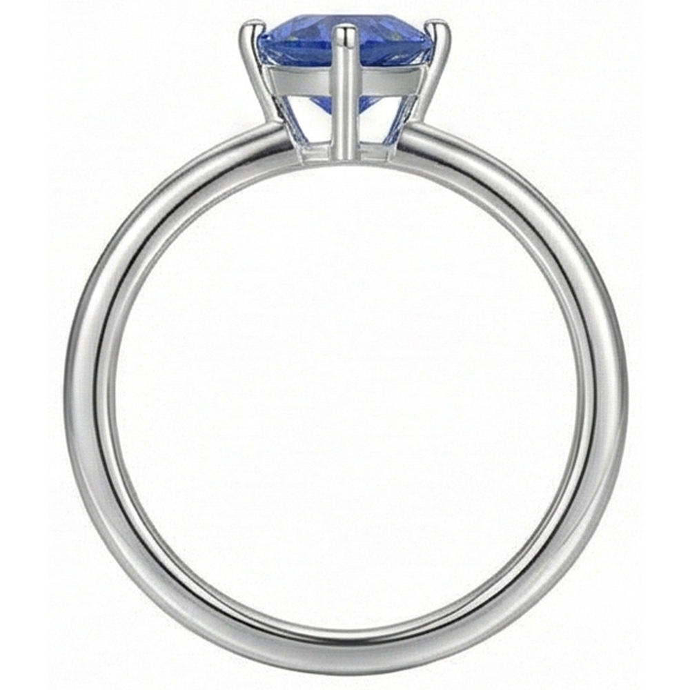 natural trillion sapphire 1.50ct ring on white background