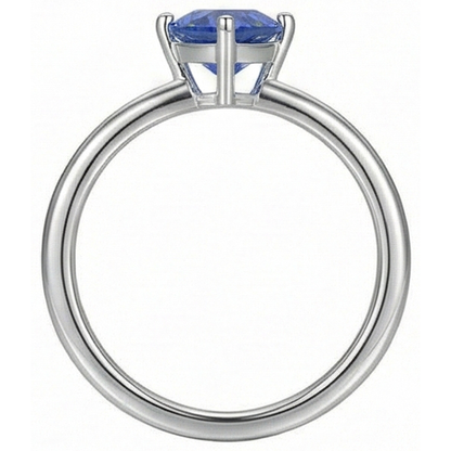 natural trillion sapphire 1.50ct ring on white background