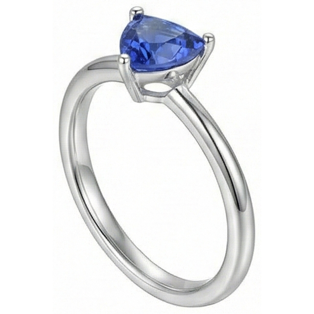 natural trillion sapphire 1.50ct ring close up detail