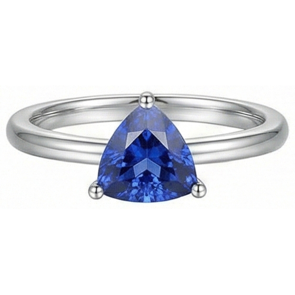 natural trillion sapphire 1.50ct ring top view